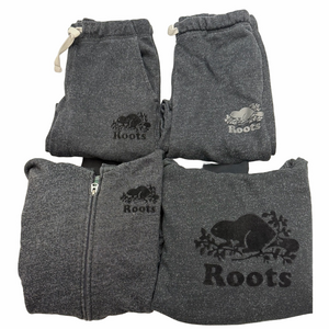 Roots Kids 4 Piece Charcoal Grey Sweats Jogging Suit Sets Size 12/14 Unisex XXL